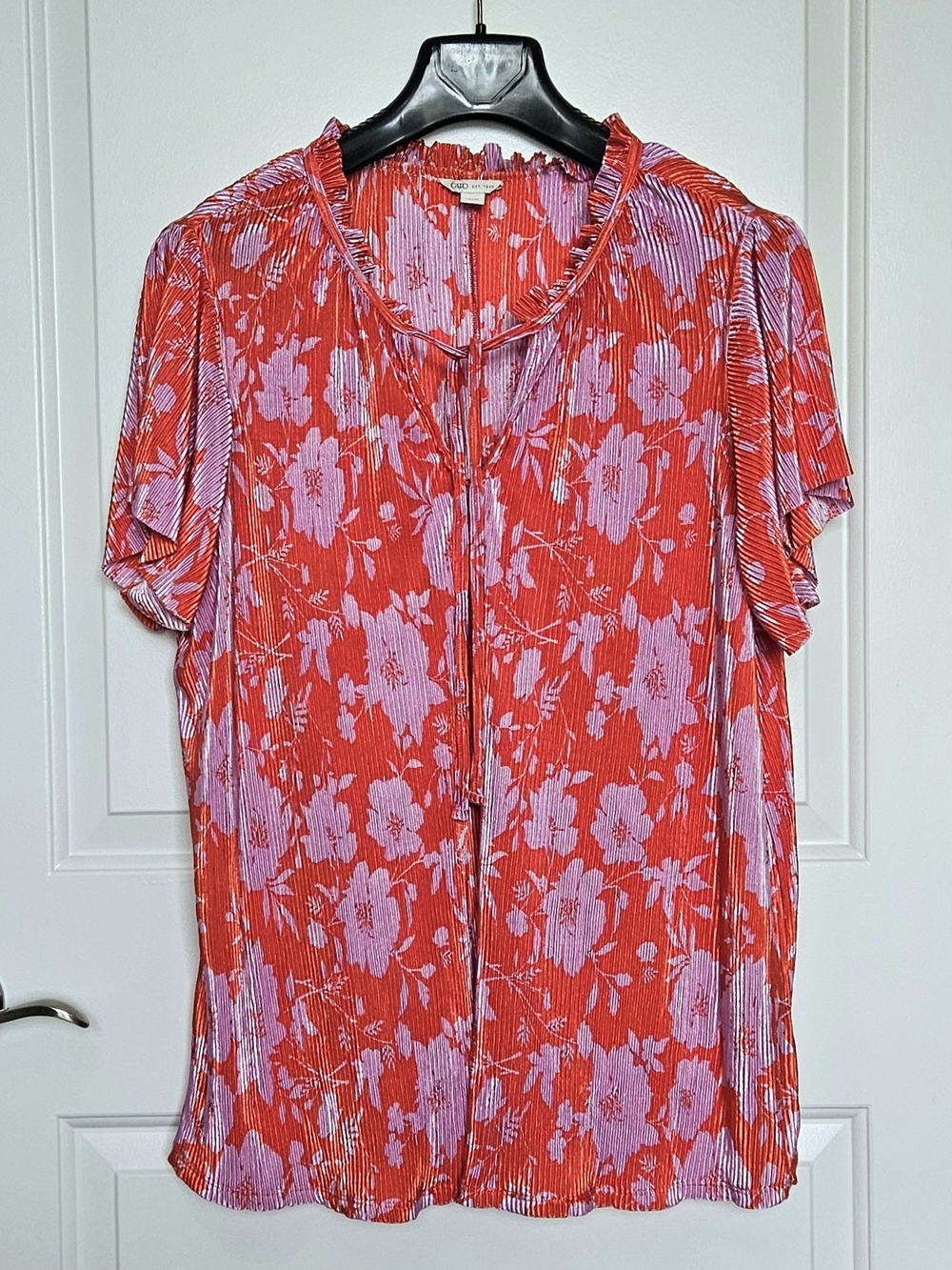 Cato Women's Plus Size 18/20 Floral Short-Sleeve Blouse